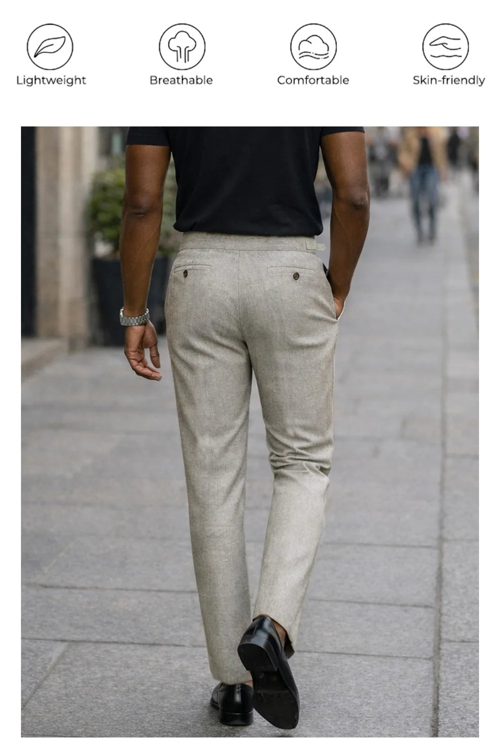 2026 Summer Linen Solid Color Formal Pants Men Light Business Office Daily Wear Without Belt