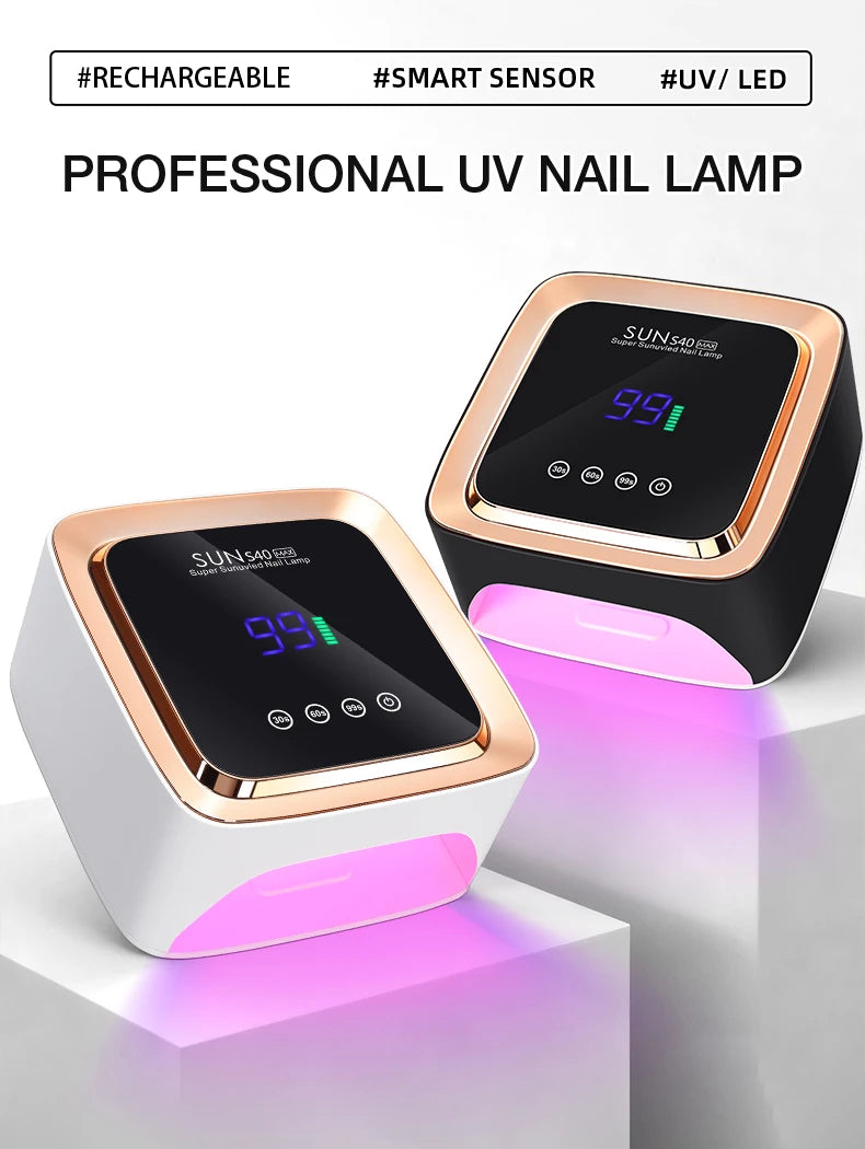 DianaBeauty UV Nail Lamp 57 LEDs Rechargeable Cordless Nail Dryer with 3 Timer Settings and Large Touch Screen UV Lamp for Nails