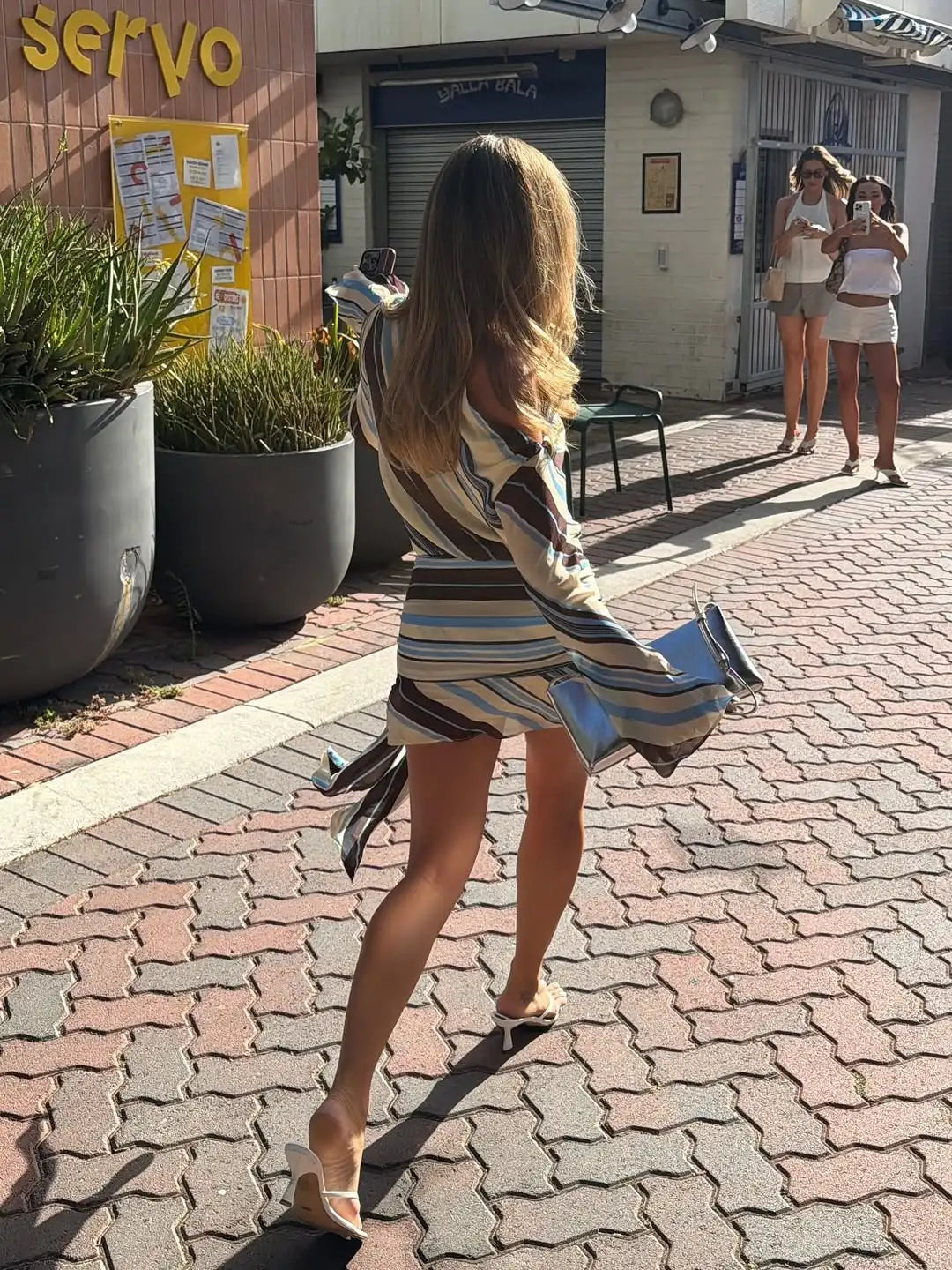 Lady Long Sleeve Striped Dress High Waist Stretch Beach Daily Casual Lace Up Soft Mini Dresses 2026 Fashionable Vacation Gowns