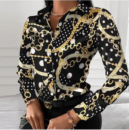2026 Summer New Women's Long-sleeved Shirt, Single-breasted Printed Shirts Fashion Casual Tops Camisa Female Chemise S-XXL