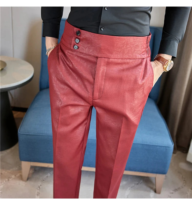 Men's Fashionable and High-end Jacquard Design High Waisted Suit Pants Men's Business Wedding Office Formal Social Pants