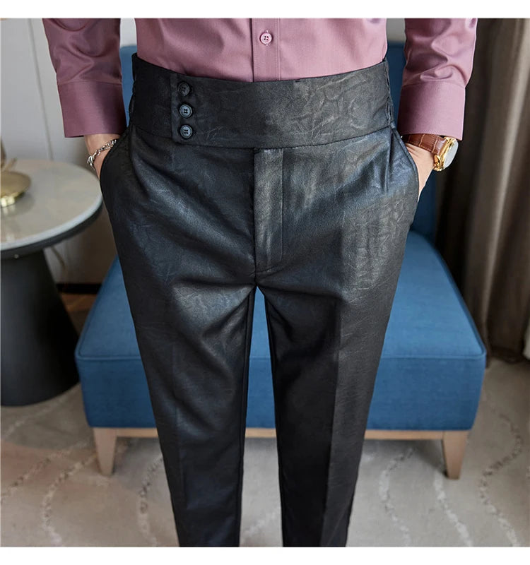 Men's Fashionable and High-end Jacquard Design High Waisted Suit Pants Men's Business Wedding Office Formal Social Pants