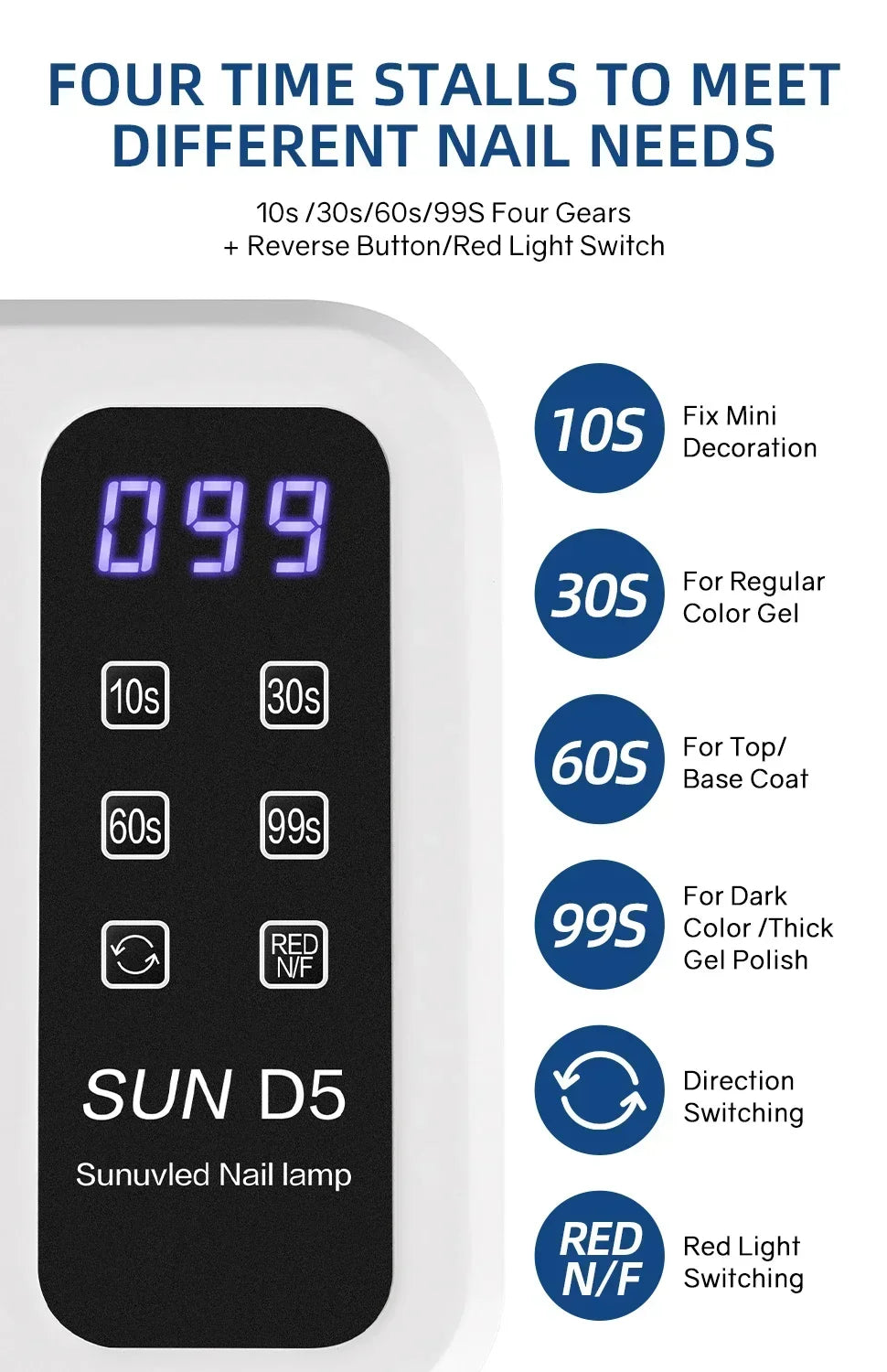 480W UV LED Lamp for Nails 108 LEDs Nail Dryer with Red Light Whitening Mode Large Space Manicure Lamp 4 Timer Settings