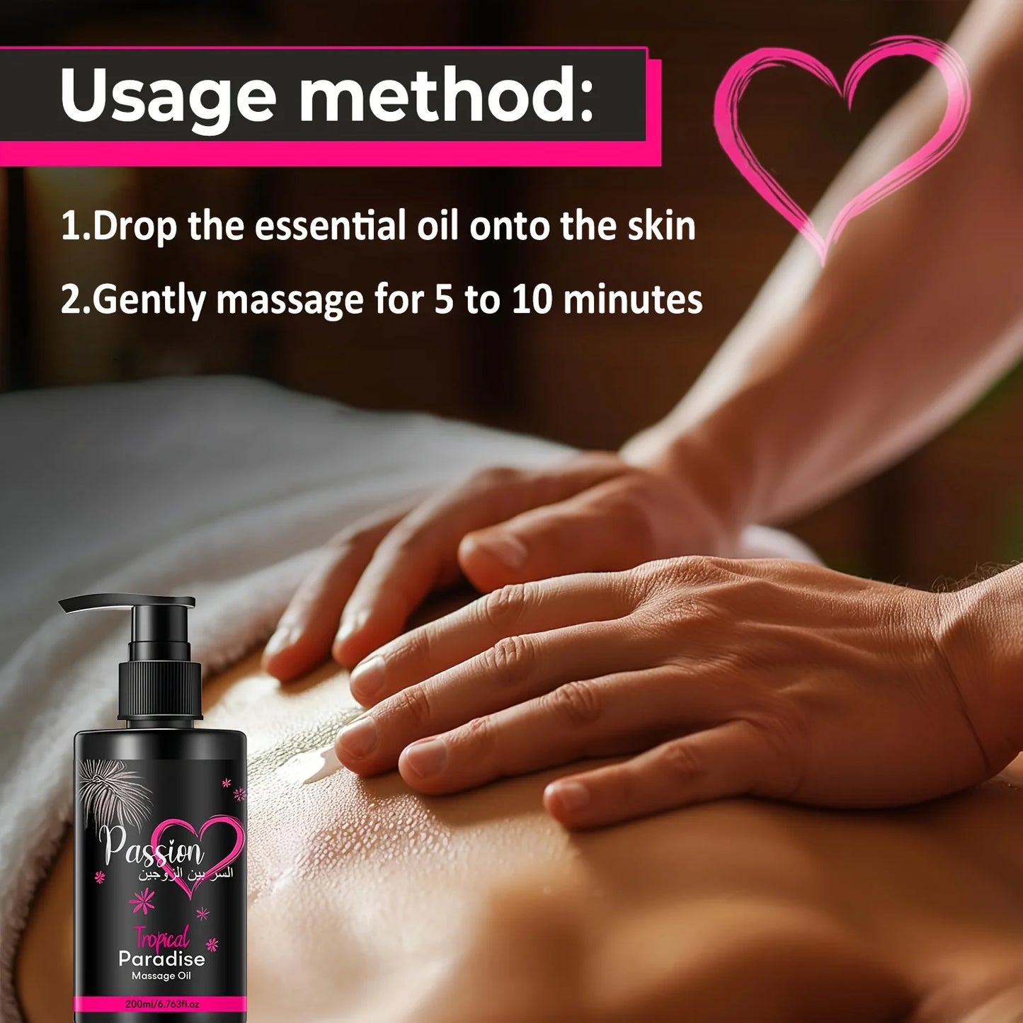 Paradise Massage Oil with Vitamins & Minerals - Nourish & Moisturize, Body Care Massage Oil Perfect for Couple Massage 200ml
