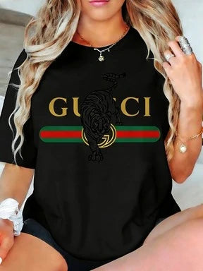 2026 New Letter Printing Short-sleeved Women T-shirt Trendy Temperament Casual Versatile Short-sleeved Clothing Heavy