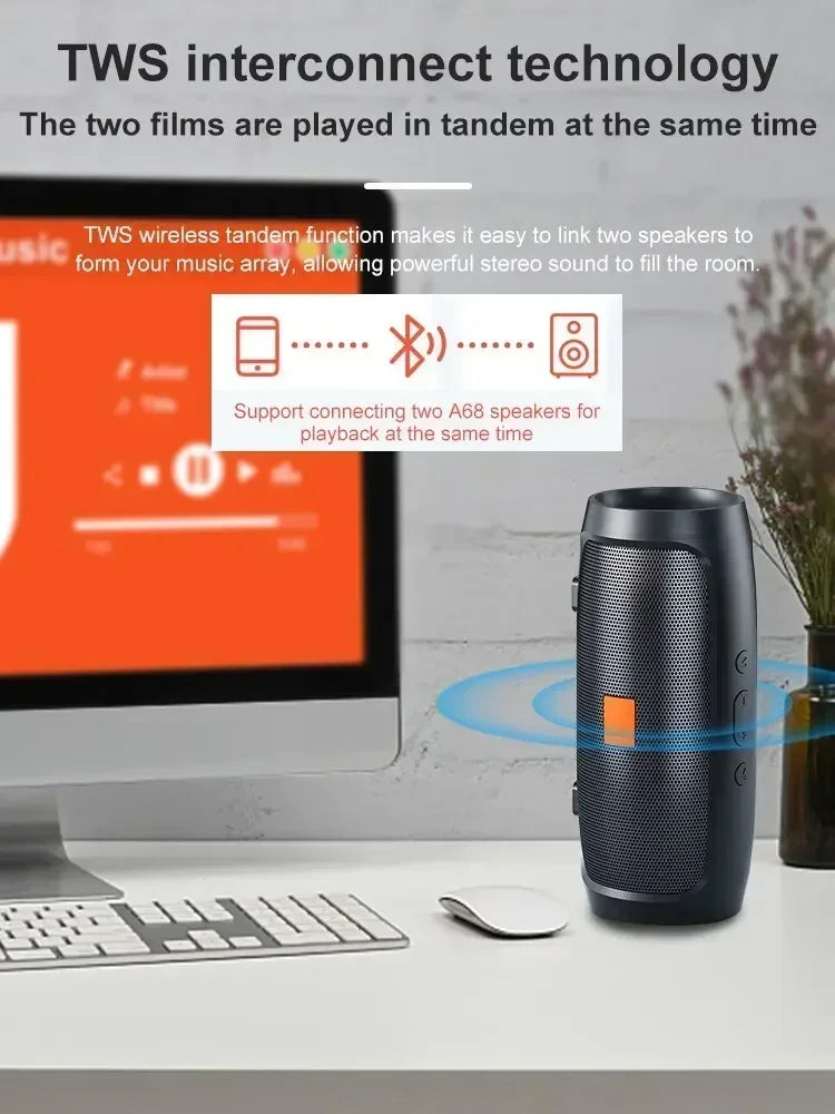 Speakers Wireless Stereo HD Sound Bluetooth 5.0 Portable IP65 Waterproof AUXLong Battery Dual PairingDurable TravelOutdoor