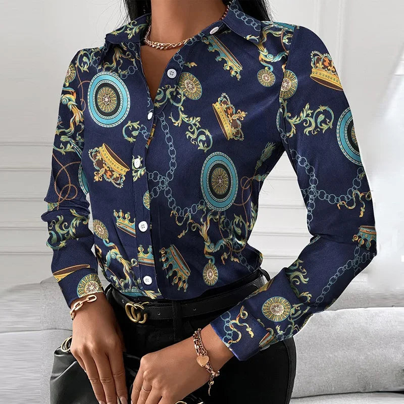 2026 Summer New Women's Long-sleeved Shirt, Single-breasted Printed Shirts Fashion Casual Tops Camisa Female Chemise S-XXL