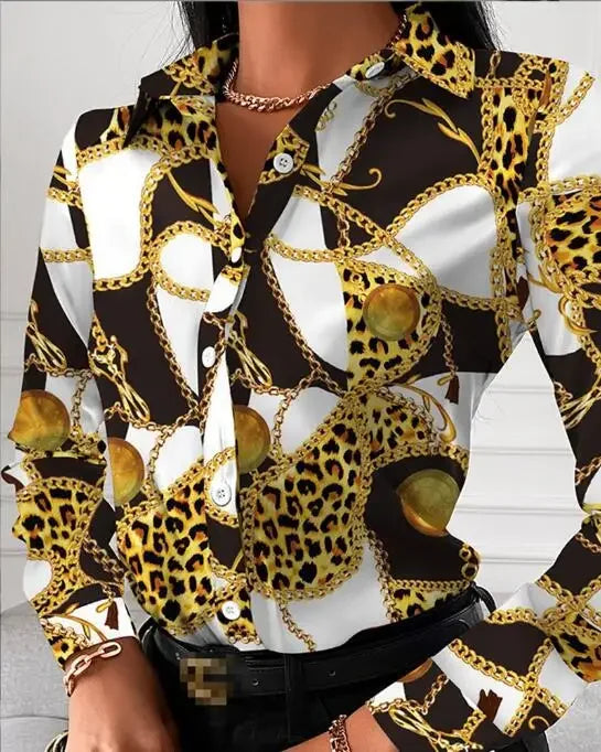 2026 Summer New Women's Long-sleeved Shirt, Single-breasted Printed Shirts Fashion Casual Tops Camisa Female Chemise S-XXL