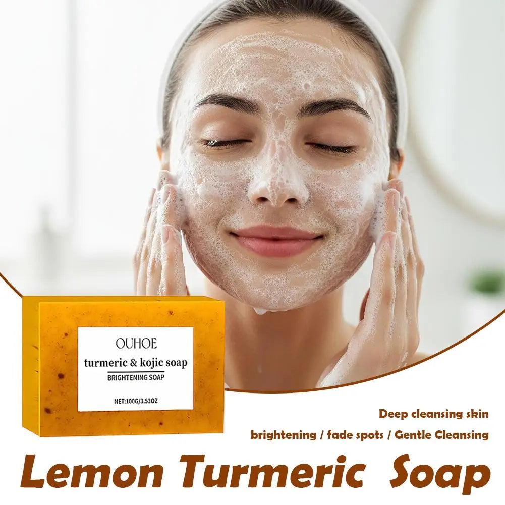 100g Turmeric Soap, Lemon Kojic Acid Soap, Shower And Facial Soap Body Care  Face Cleanser Turmeric  Soap Body and Face Cleaning