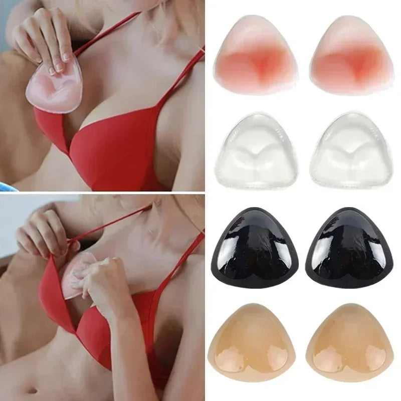 1-2pairs Silicone Bra Inserts Breast Pads Sticky Push-up Women Bra Cup Thicker Nipple Cover Patch Bikini Inserts for Swimsuit