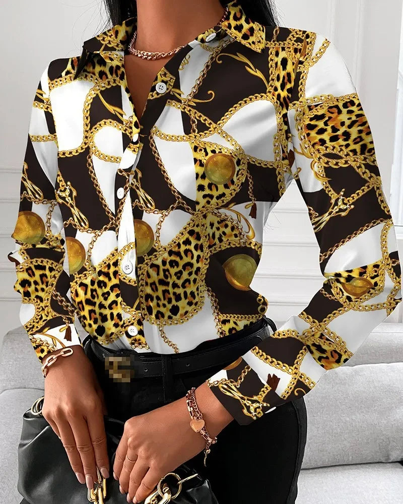 2026 Summer New Women's Long-sleeved Shirt, Single-breasted Printed Shirts Fashion Casual Tops Camisa Female Chemise S-XXL