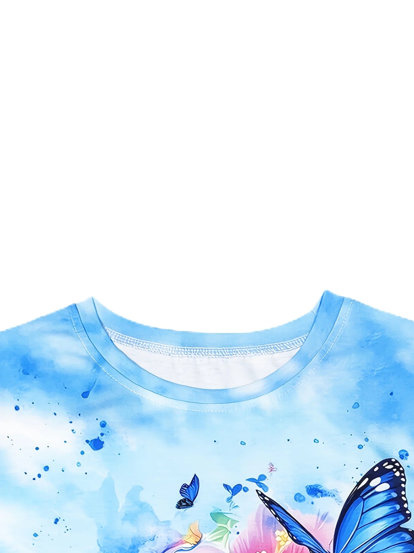 Light Blue Women's Tee - Blue Turtle & Hibiscus Graphic, Tropical Beach Print Design for Casual Daily Wear