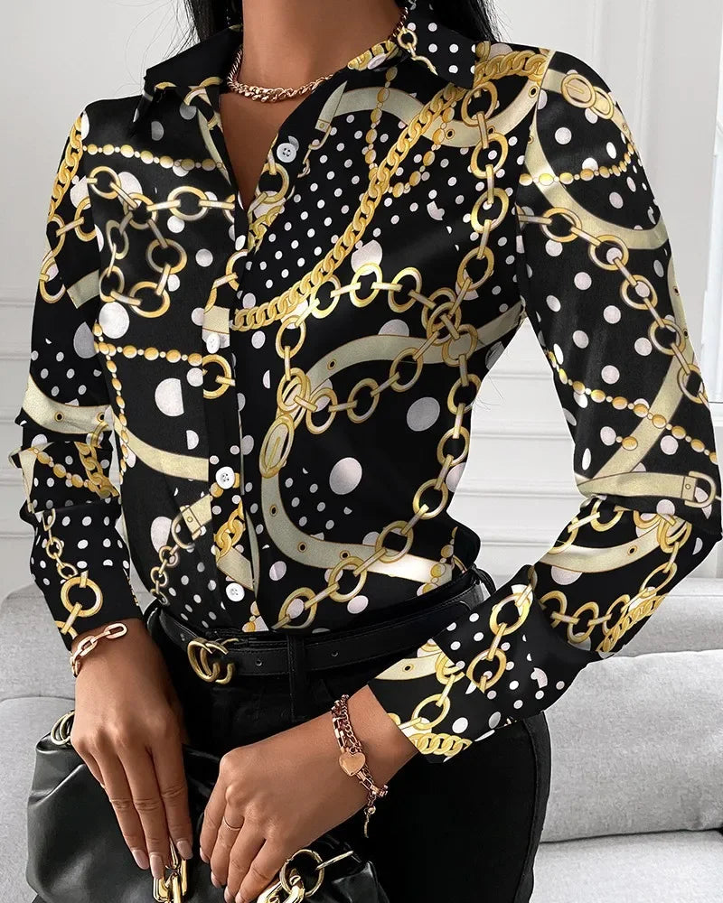 2026 Summer New Women's Long-sleeved Shirt, Single-breasted Printed Shirts Fashion Casual Tops Camisa Female Chemise S-XXL