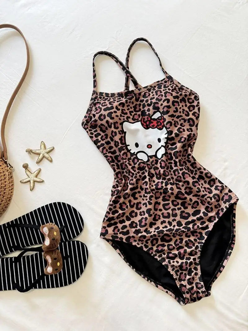 Sanrios Hello Kittys Swimsuit Creativity New Style Cartoon Beach Skirt Hot Selling Girls Ins Holiday Gifts Sweet Sling Backless