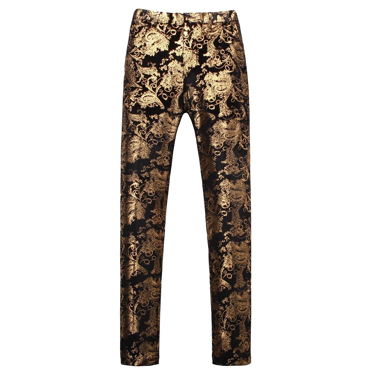 2026 Men's Luxury Gold Stamping Floral Suit Pants Casual Flat Front Expandable Waist Trousers Men's Party Wedding Prom Pantalon