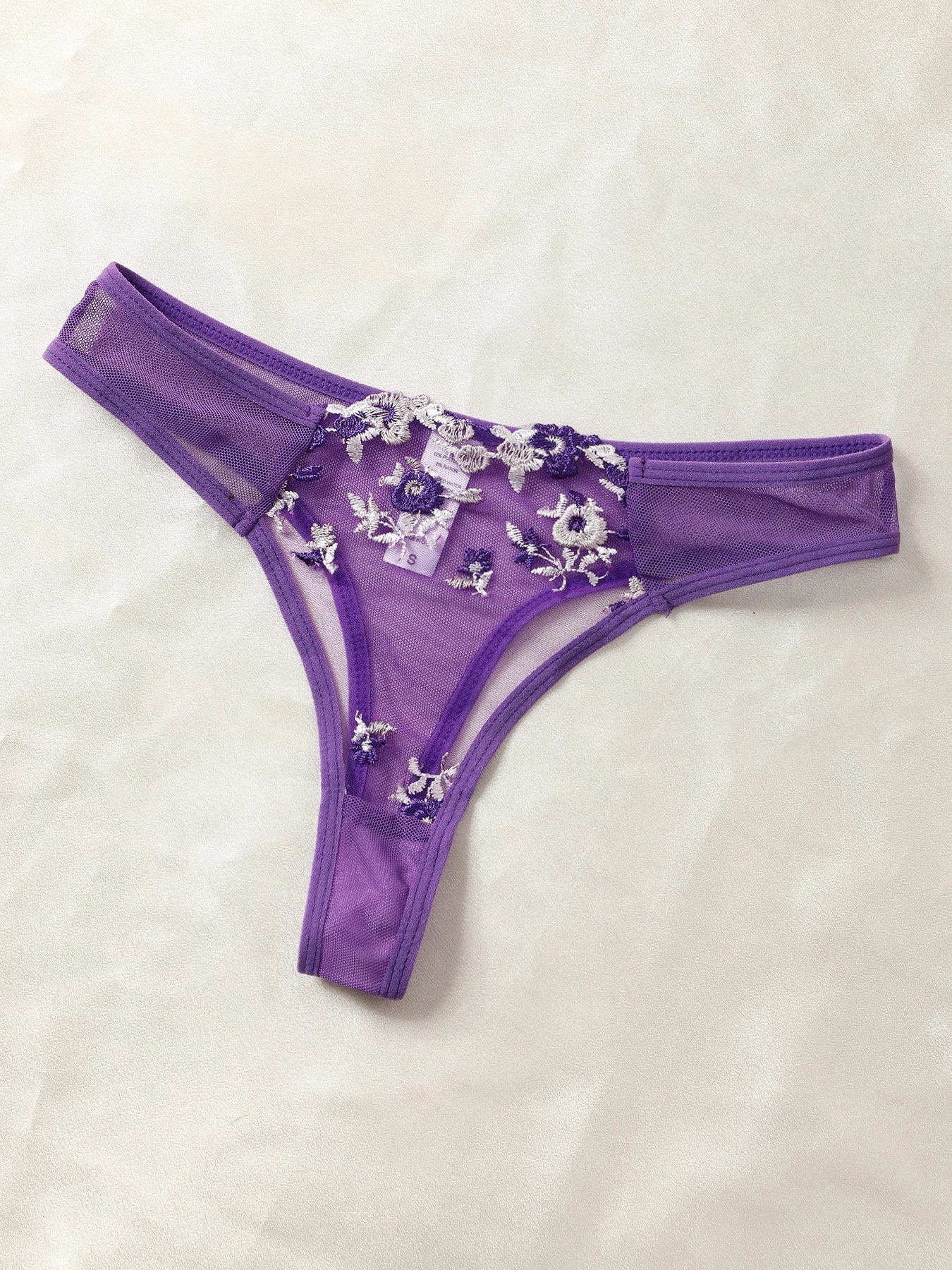 Purple Fancy Lingerie Set Female Underwear Embroidery Flower Bra And Panty Sets Women Outfits