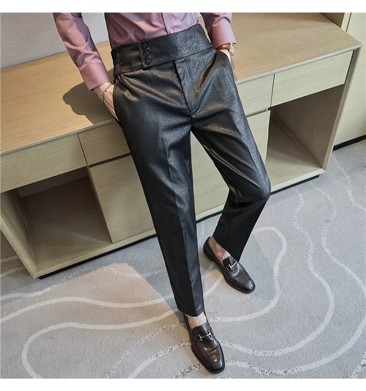Men's Fashionable and High-end Jacquard Design High Waisted Suit Pants Men's Business Wedding Office Formal Social Pants