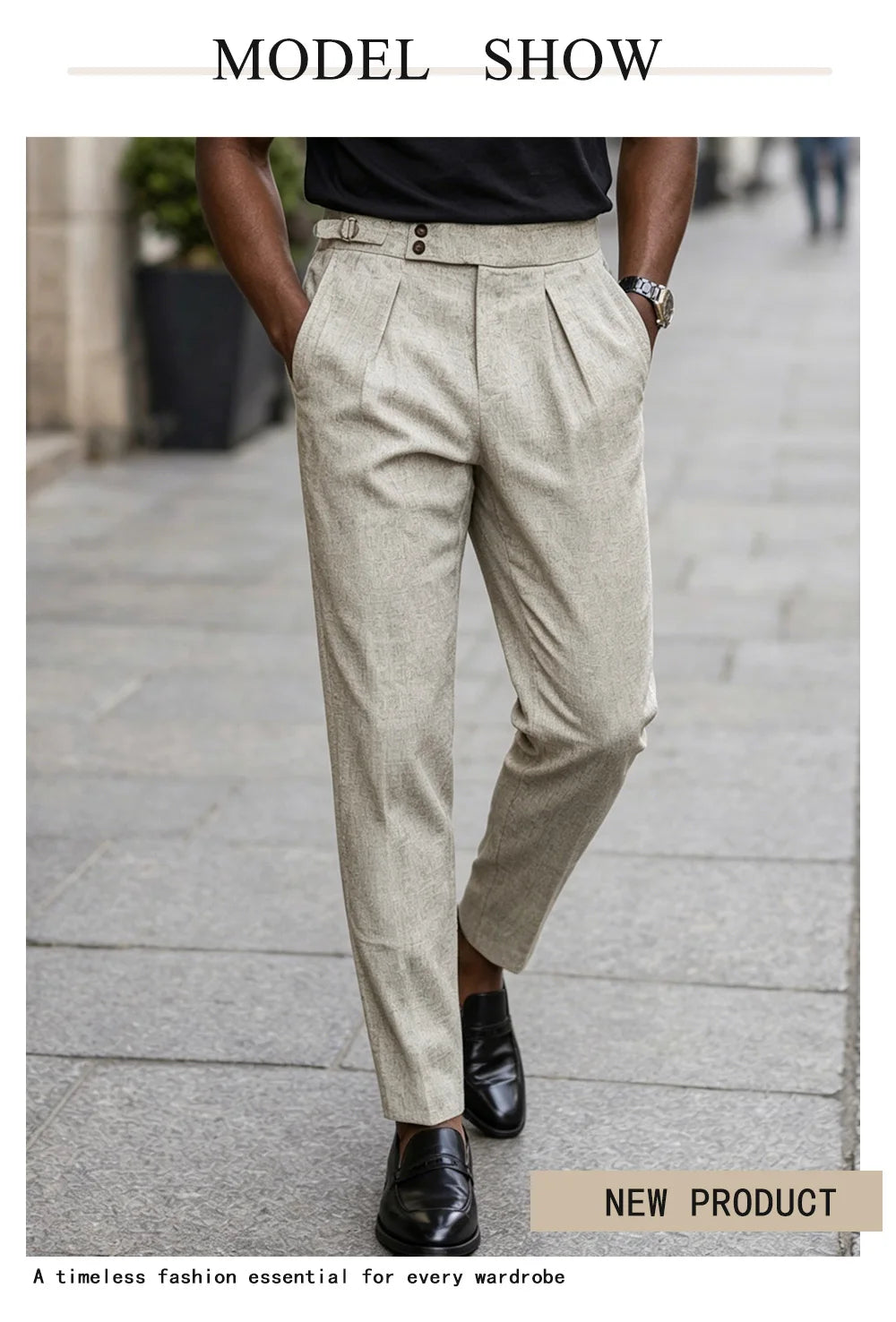 2026 Summer Linen Solid Color Formal Pants Men Light Business Office Daily Wear Without Belt