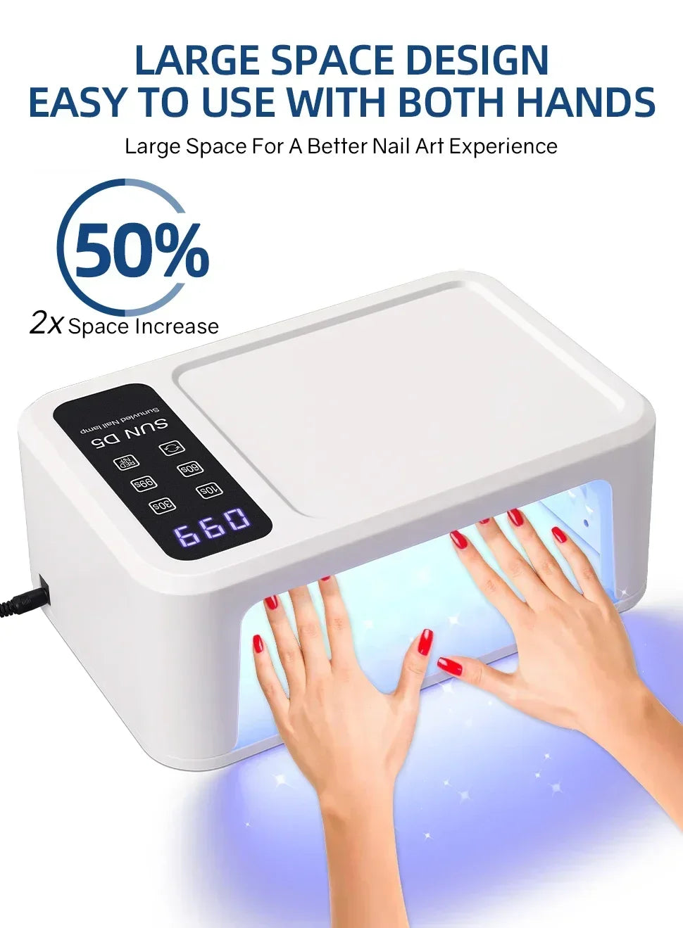 480W UV LED Lamp for Nails 108 LEDs Nail Dryer with Red Light Whitening Mode Large Space Manicure Lamp 4 Timer Settings