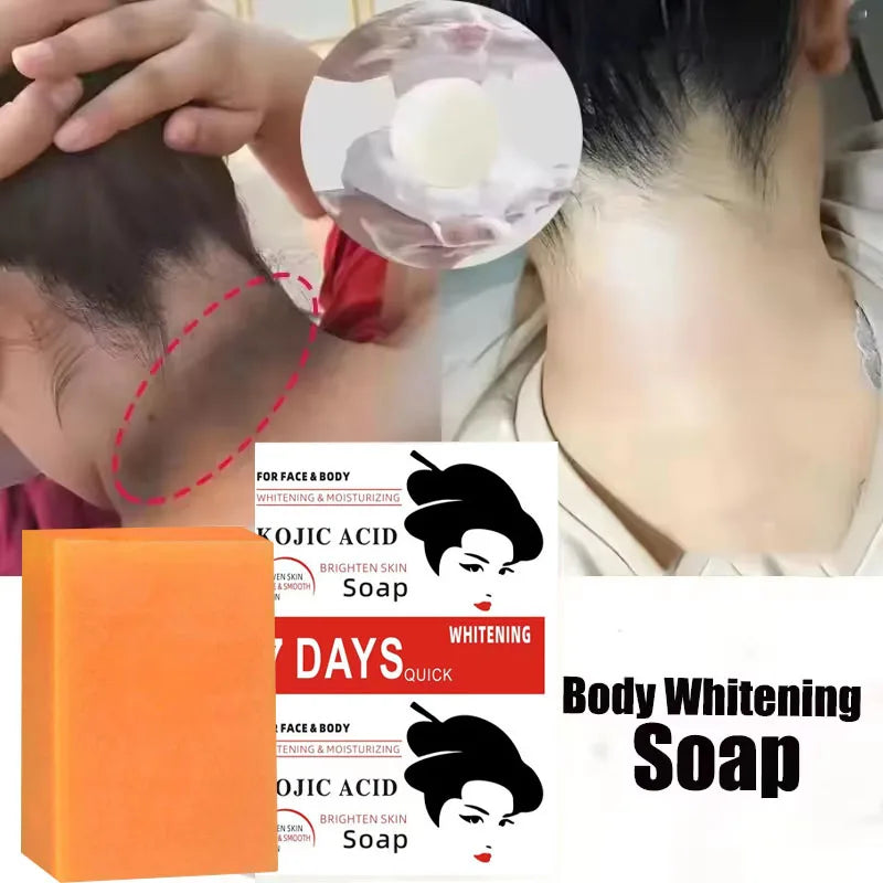 Kojic Acid Body Whitening Soap Deep Skin Bleaching Brighten Body Scrub Knees Intimate Parts Armpits White Nourishing Care Soap