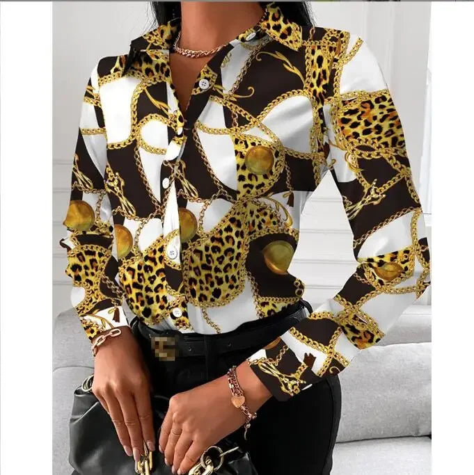 2026 Summer New Women's Long-sleeved Shirt, Single-breasted Printed Shirts Fashion Casual Tops Camisa Female Chemise S-XXL