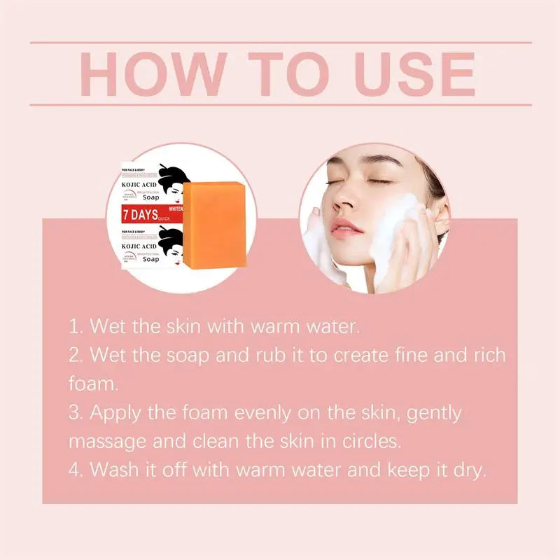 Kojic Acid Body Whitening Soap Deep Skin Bleaching Brighten Body Scrub Knees Intimate Parts Armpits White Nourishing Care Soap
