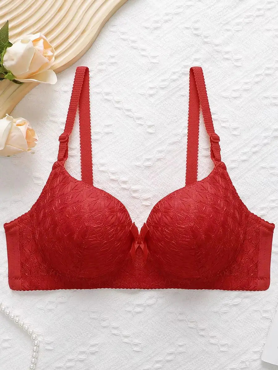 Women Underwire Lace Bra Sexy Push Up Bralette with Matching Panty Everyday Comfort Lingerie solid color brassere size S-XL D176