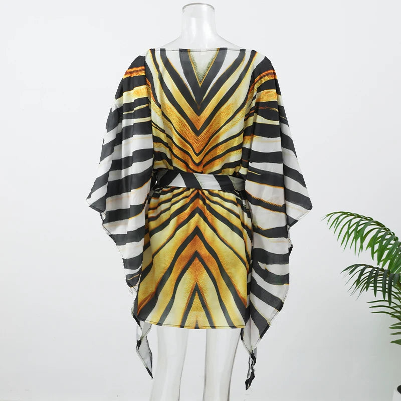Lady Long Sleeve Striped Dress High Waist Stretch Beach Daily Casual Lace Up Soft Mini Dresses 2026 Fashionable Vacation Gowns