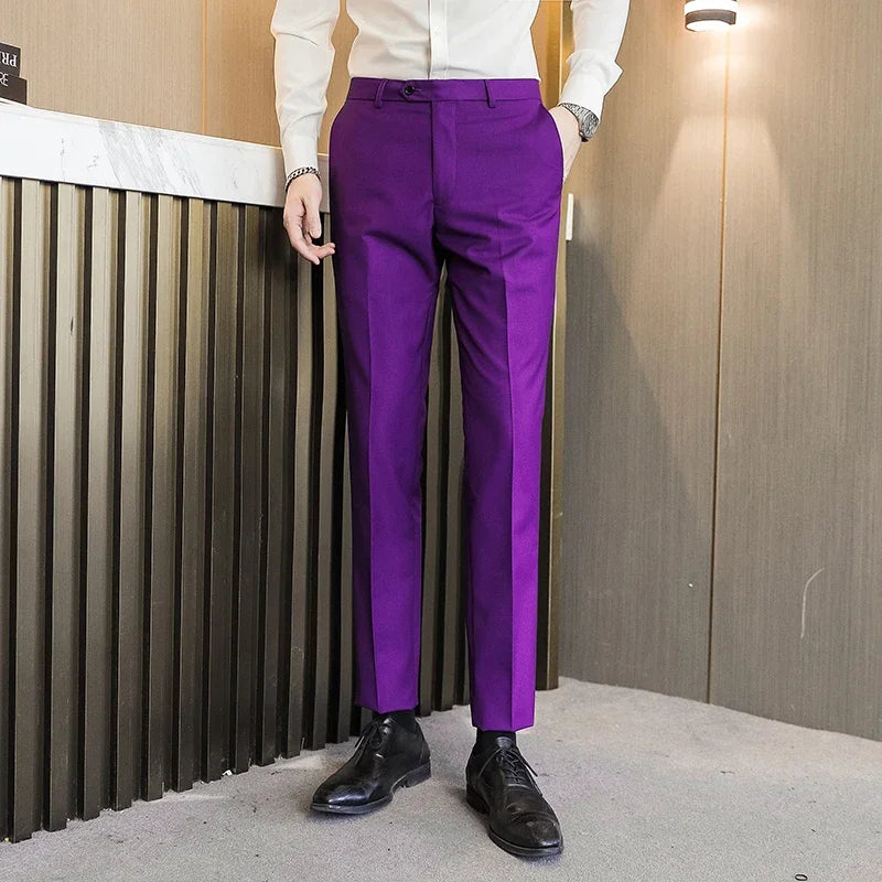 Formal Pants Men 2024 New Elegant Man Office Work Pants Casual Elastic Men's Trousers Men 17 Colors Pantalones Hombre