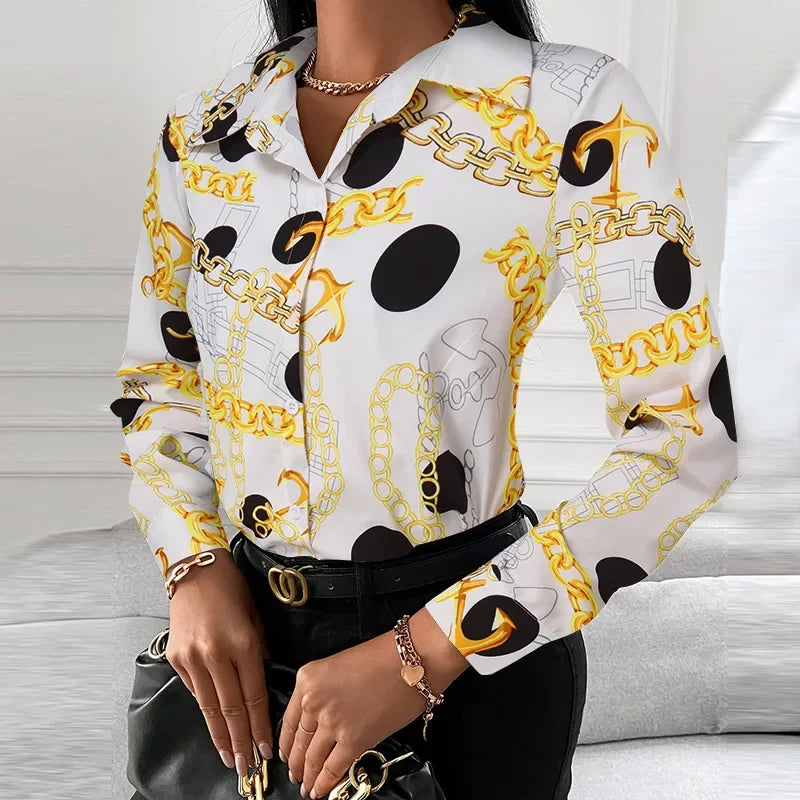 2026 Summer New Women's Long-sleeved Shirt, Single-breasted Printed Shirts Fashion Casual Tops Camisa Female Chemise S-XXL