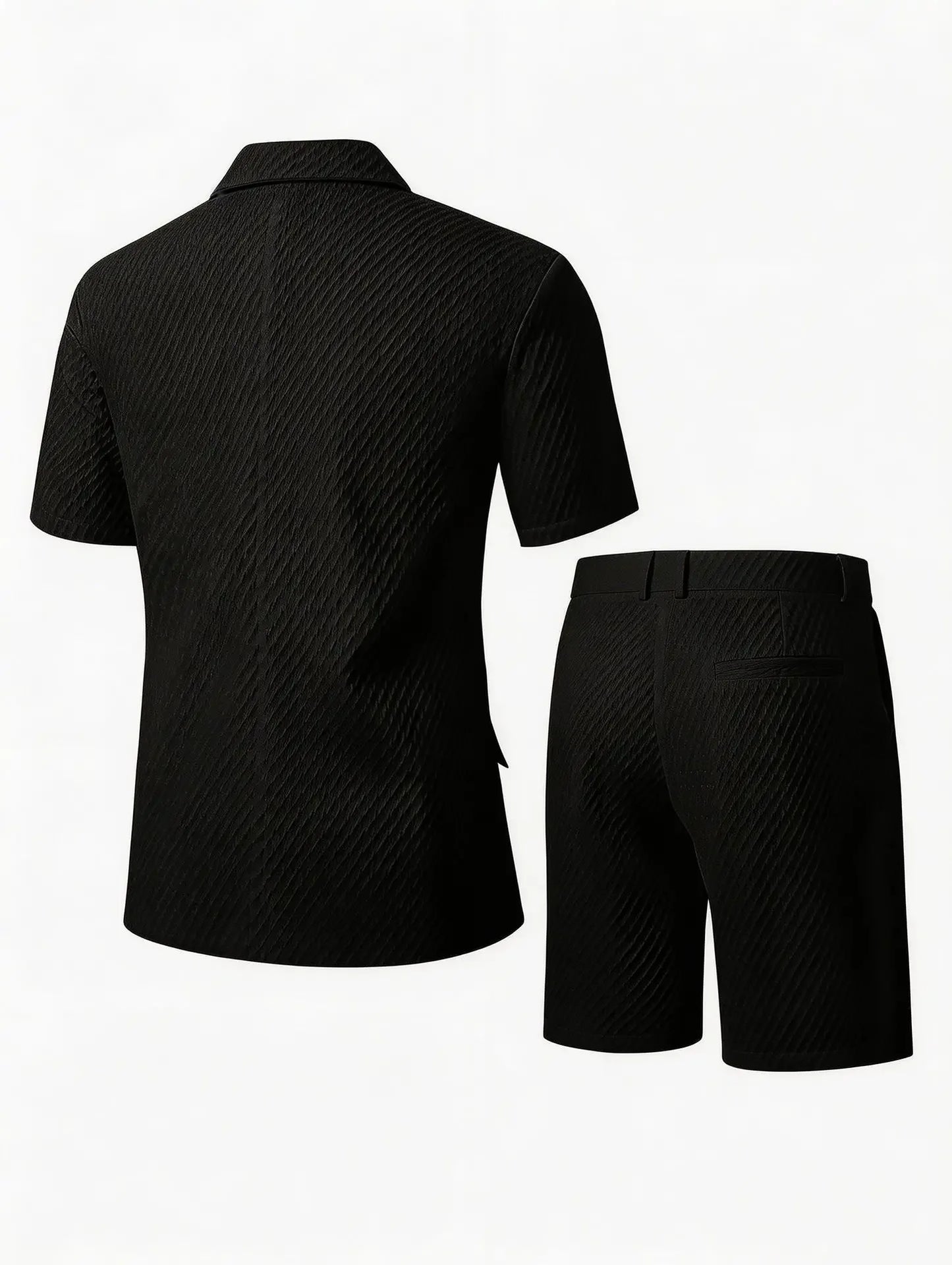 Men Suit Set Summer British Style Solid Color Short Sleeve Male Outfit Slim Breathable Business Wedding Man 2-piece Suit