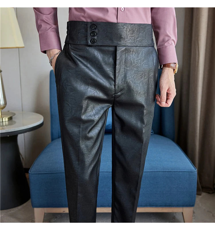 Men's Fashionable and High-end Jacquard Design High Waisted Suit Pants Men's Business Wedding Office Formal Social Pants