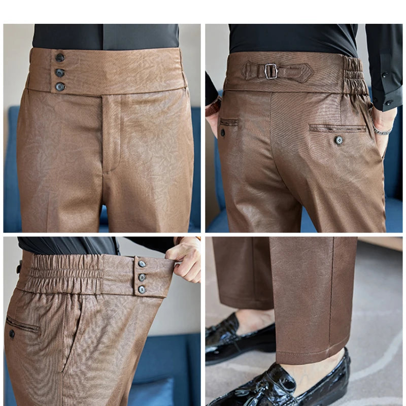 Men's Fashionable and High-end Jacquard Design High Waisted Suit Pants Men's Business Wedding Office Formal Social Pants