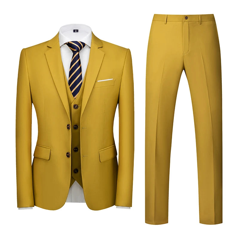 2026 Men's Purple Three Piece Set: Wedding/party/office Slim Fit Suit Jacket, Paired with Vest and Pants.European Sizes XXXS-XXL