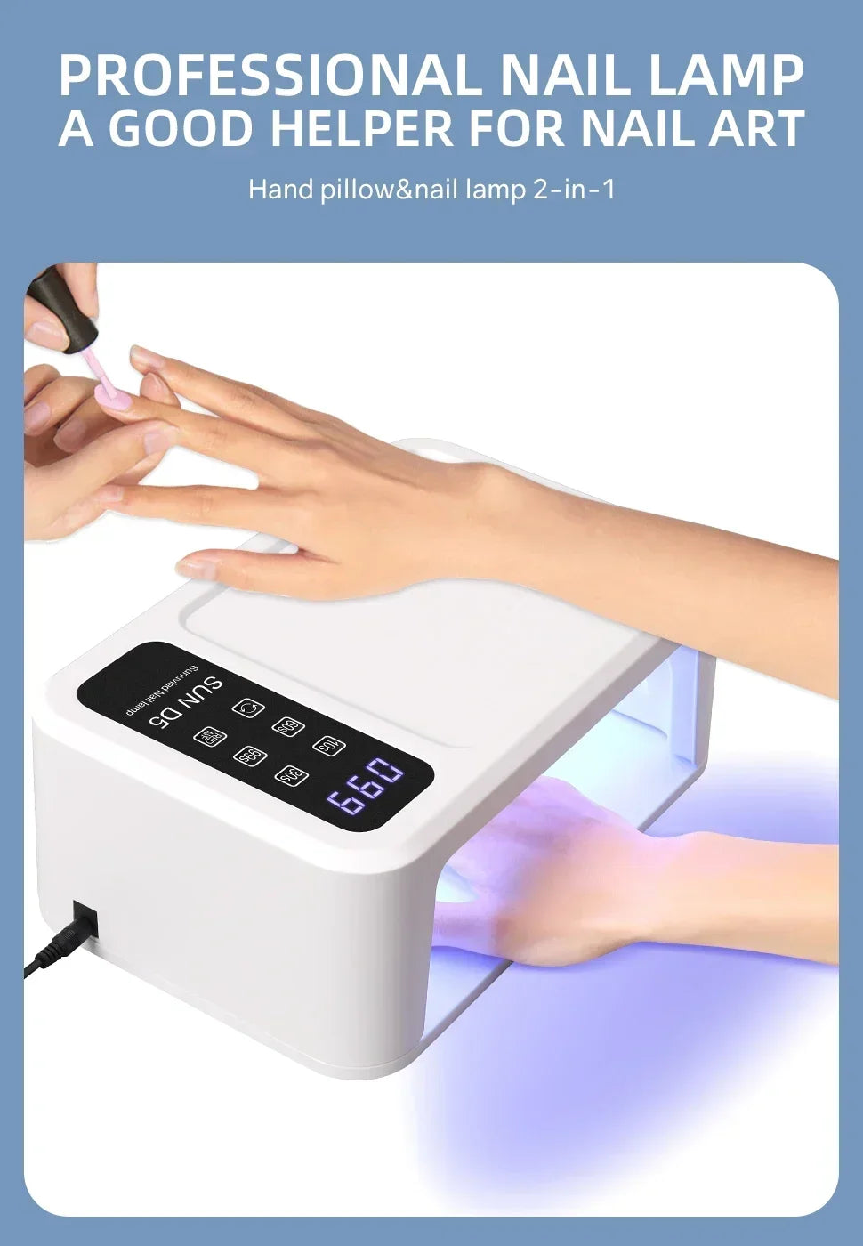 480W UV LED Lamp for Nails 108 LEDs Nail Dryer with Red Light Whitening Mode Large Space Manicure Lamp 4 Timer Settings