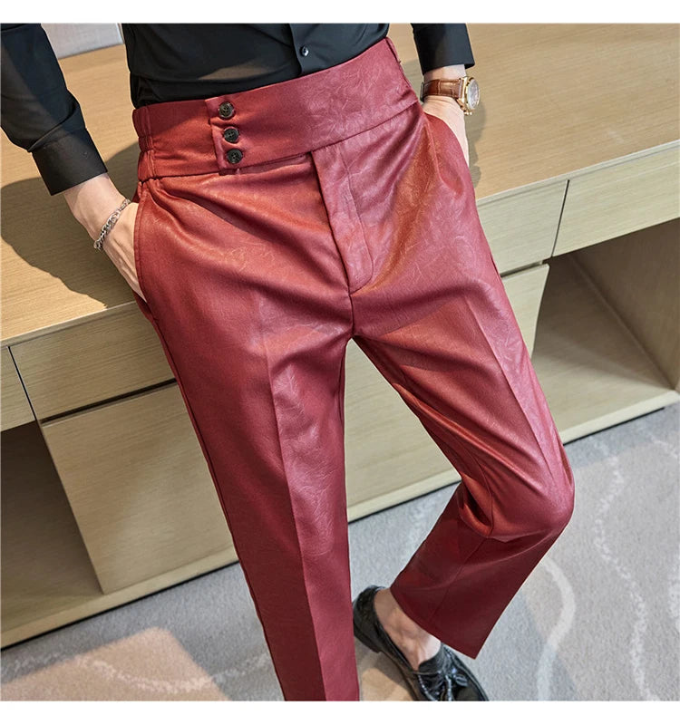 Men's Fashionable and High-end Jacquard Design High Waisted Suit Pants Men's Business Wedding Office Formal Social Pants