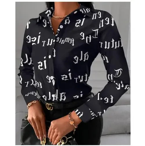 2026 Summer New Women's Long-sleeved Shirt, Single-breasted Printed Shirts Fashion Casual Tops Camisa Female Chemise S-XXL