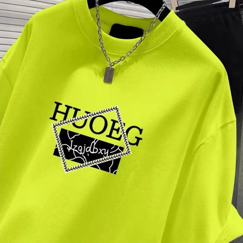 Women's Clothing European Style Pure Cotton Short Sleeve T-shirt Summer Casual Loose O-neck Printing Top Tee Lady Basic Pullover