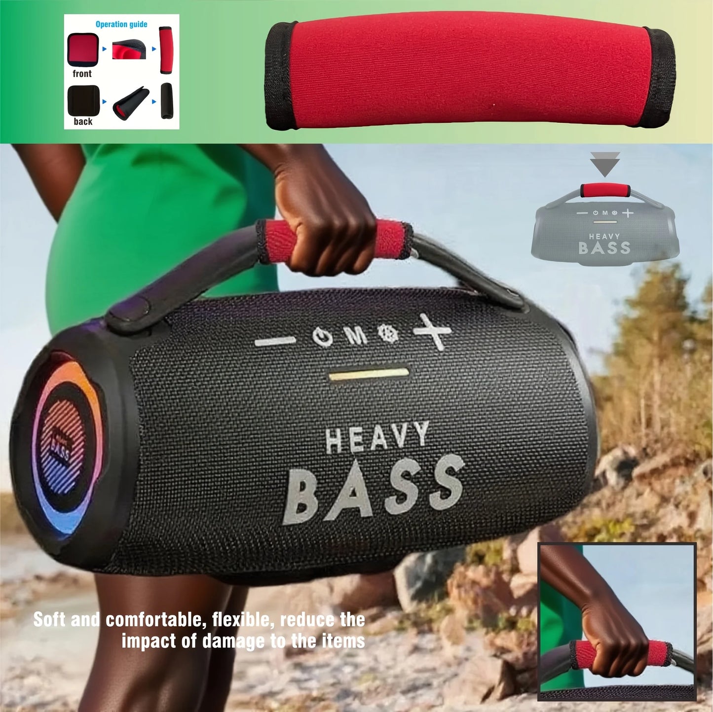 Speakers Handle Grip Wristband | Red Fabric, Durable & Comfortable, for Car Stereo Speakers Accessory | Durable Handle Grip