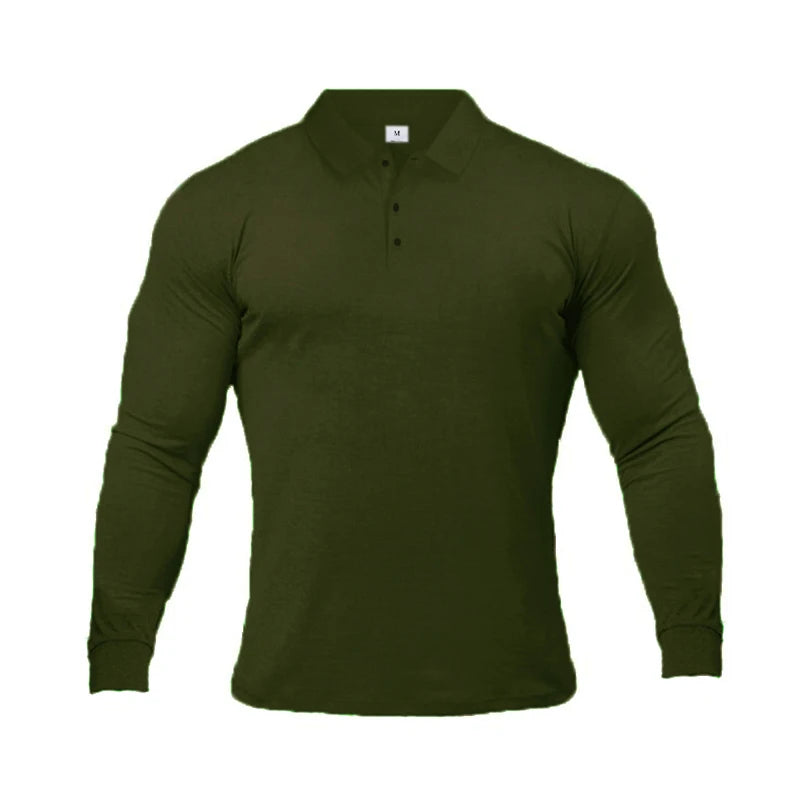 New Autumn Men Polo Shirt Brand Fashion Clothing Stretch Cotton Men Business Polo Shirt Male Long Sleeve Breathable Polo Shirt