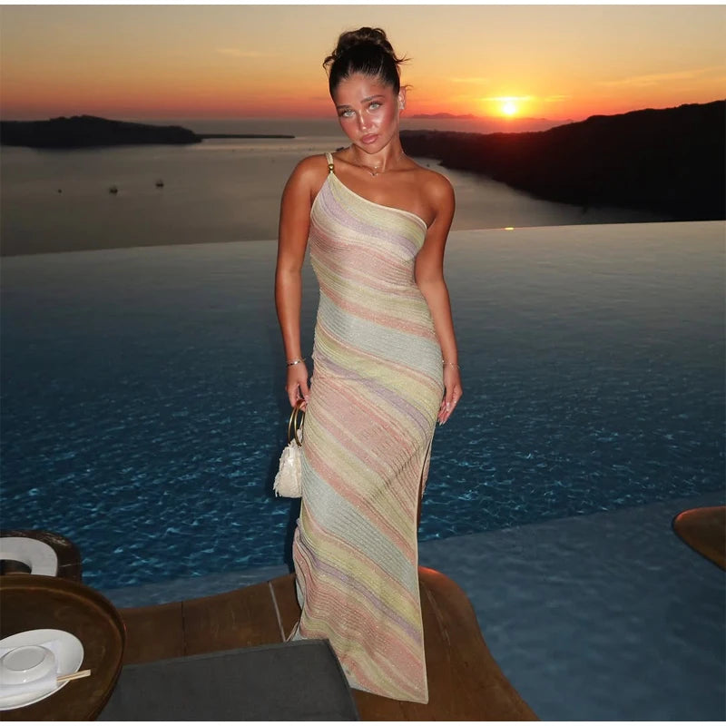 Lady Long Sleeve Striped Dress High Waist Stretch Beach Daily Casual Lace Up Soft Mini Dresses 2026 Fashionable Vacation Gowns