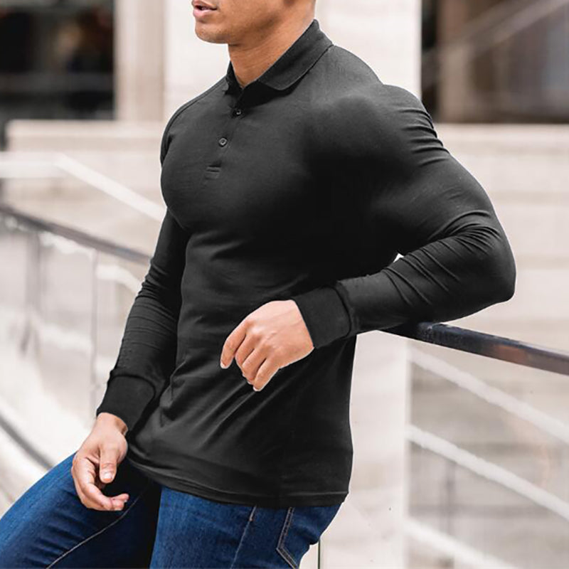 New Autumn Men Polo Shirt Brand Fashion Clothing Stretch Cotton Men Business Polo Shirt Male Long Sleeve Breathable Polo Shirt