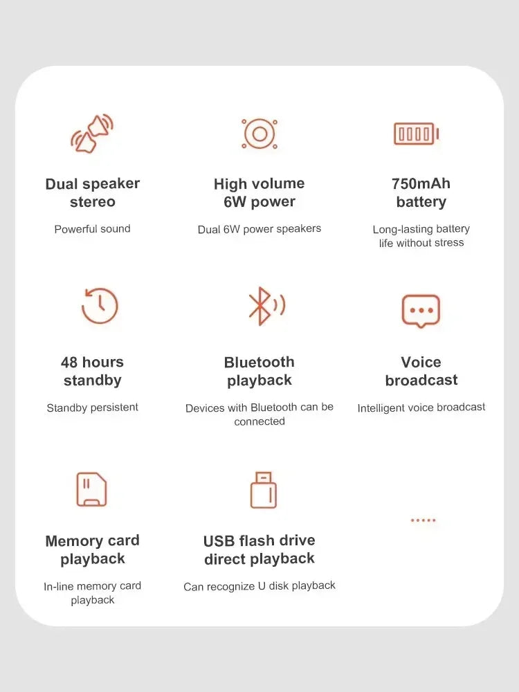 Speakers Wireless Stereo HD Sound Bluetooth 5.0 Portable IP65 Waterproof AUXLong Battery Dual PairingDurable TravelOutdoor