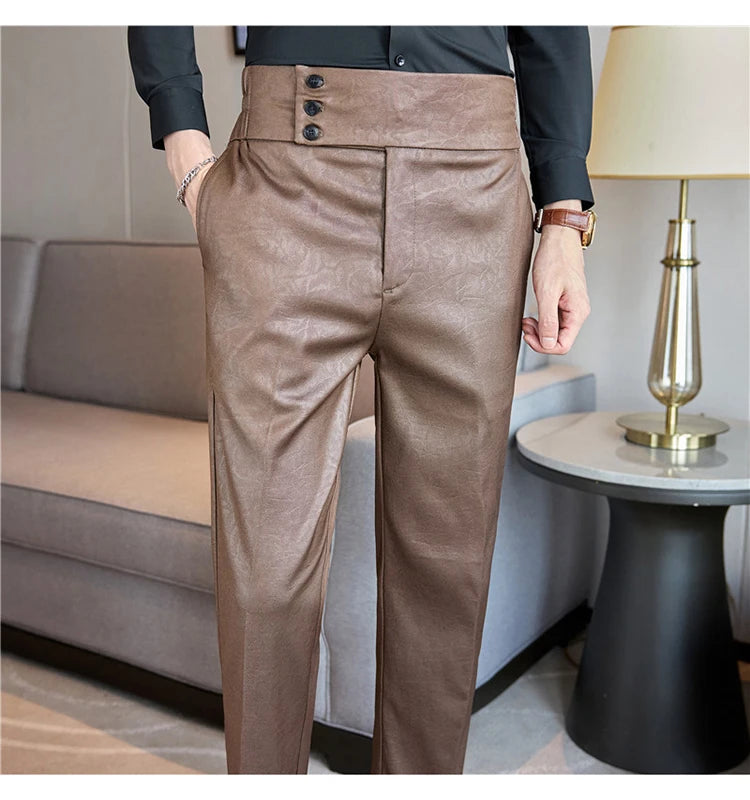 Men's Fashionable and High-end Jacquard Design High Waisted Suit Pants Men's Business Wedding Office Formal Social Pants