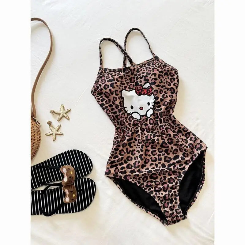 Sanrios Hello Kittys Swimsuit Creativity New Style Cartoon Beach Skirt Hot Selling Girls Ins Holiday Gifts Sweet Sling Backless