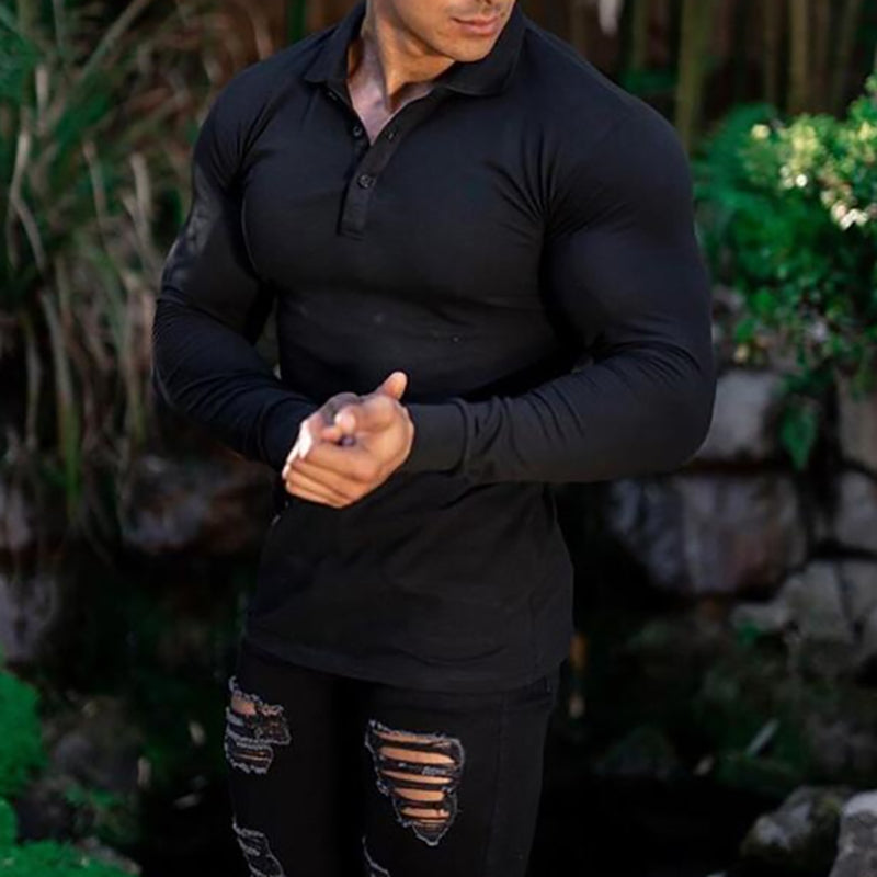 New Autumn Men Polo Shirt Brand Fashion Clothing Stretch Cotton Men Business Polo Shirt Male Long Sleeve Breathable Polo Shirt