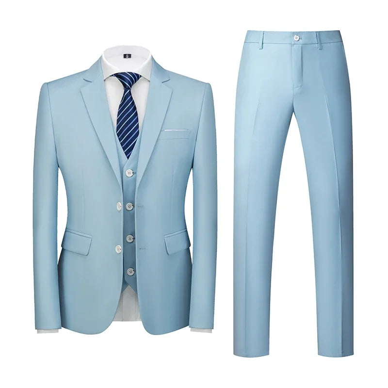 2026 Men's Purple Three Piece Set: Wedding/party/office Slim Fit Suit Jacket, Paired with Vest and Pants.European Sizes XXXS-XXL