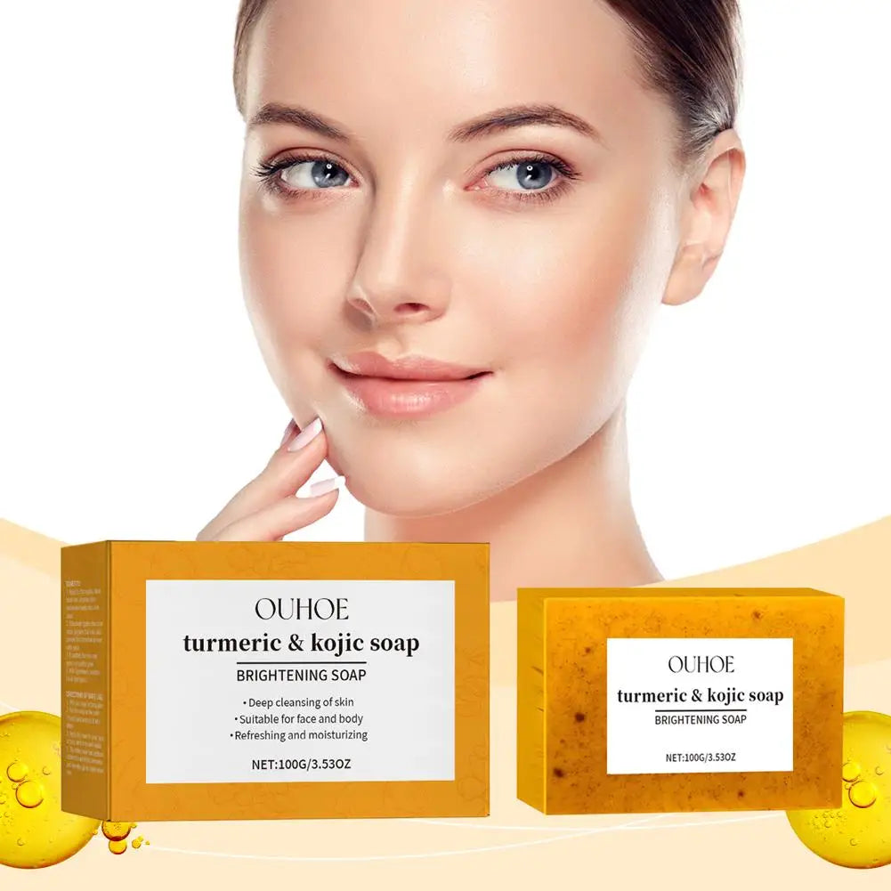 100g Turmeric Soap, Lemon Kojic Acid Soap, Shower And Facial Soap Body Care  Face Cleanser Turmeric  Soap Body and Face Cleaning