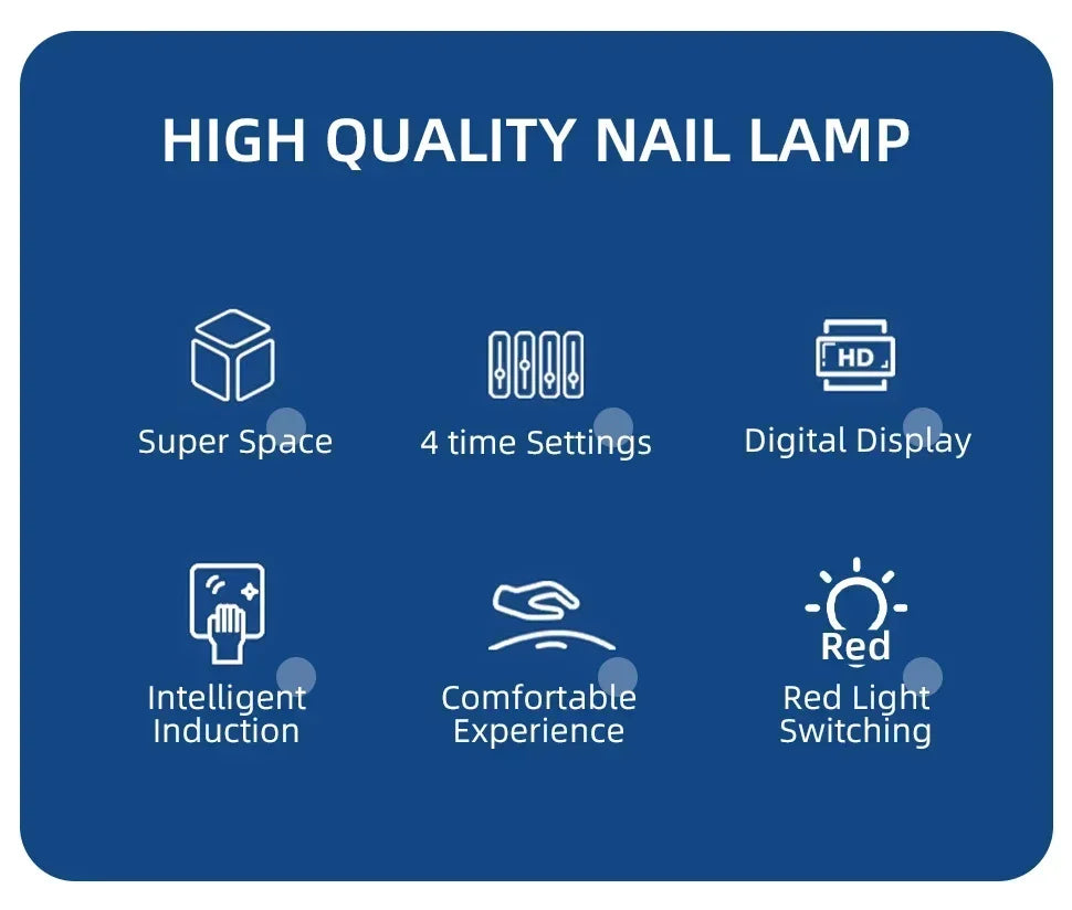 480W UV LED Lamp for Nails 108 LEDs Nail Dryer with Red Light Whitening Mode Large Space Manicure Lamp 4 Timer Settings