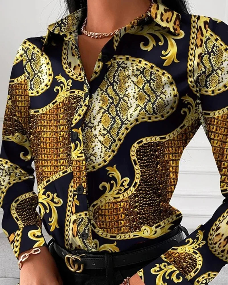2026 Summer New Women's Long-sleeved Shirt, Single-breasted Printed Shirts Fashion Casual Tops Camisa Female Chemise S-XXL